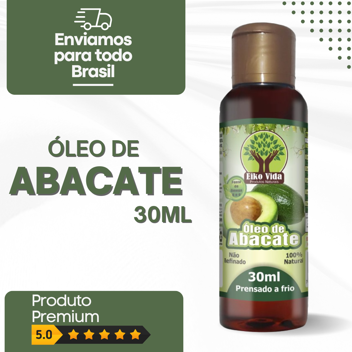 Óleo de Abacate Extra Virgem 30ml Eiko Vida